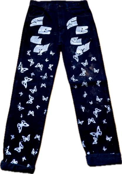 "White Butterfly" Black Denim (33x34)